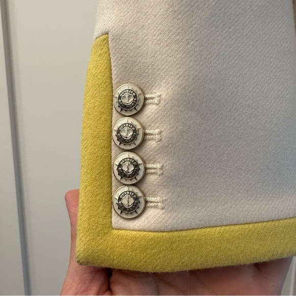 J Crew Lexington Cream and Yellow Wool Blazer Size 4 - Picture 4 of 9
